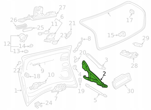 Audi OE 4B5827302F, 4B5 827 302 F Завіса багажника (права задня) Audi A6 C5 Sedan 4B5827302F