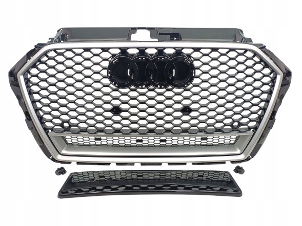 PA 8V3853651AA PLASTER MIODU SILVER РЕШІТКА РАДІАТОРА AUDI A3 8V LIFT 2016 2017 2018 2019 2020 ДИЗАЙН RS3 СОТОВИЙ