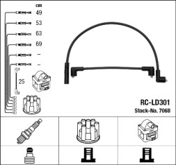 7068 NGK 7068 Комплект ізольованих проводів для свічок запалення RC LD301