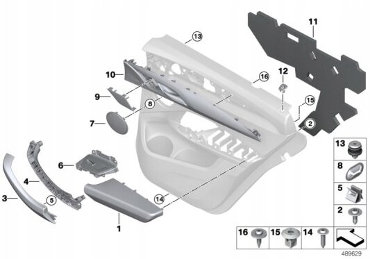 BMW OE Алюмінієва накладка на двері. тонкий крій, спинка правий BMW G01 G02 X3 X4 51427940384