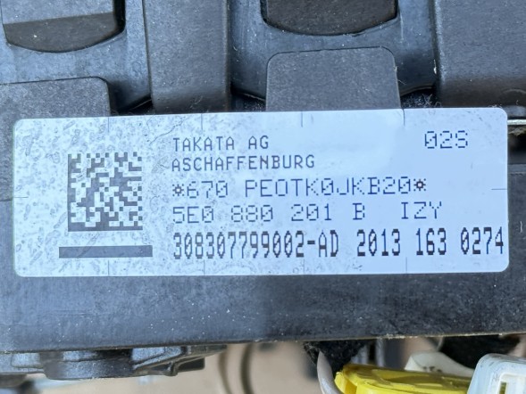 Skoda OE 5E0880201B / SKODA OCTAVIA III SKODA OCTAVIA III 2012-2016 ПОДУШКА БЕЗПЕКИ ВОДІЯ ОРИГІНАЛ