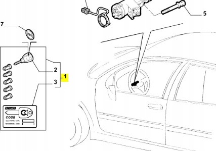 Fiat OE Комплект замка запалювання Fiat Palio OE 71719624