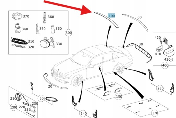 Mercedes-Benz OE 212 793 03 88 ДОДАТКОВИЙ ВЕРХНИЙ СПОЙЛЕР MERCEDE E A2127930388