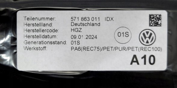 Volkswagen OE Килимки велюрові чорні VW Tiguan III CT1 571 571863011 IDX