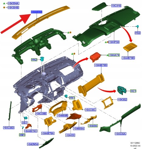 Ford OE EB3B-41046B62-CG3ZHE, EB3Z41044E82CD РЕШІТКА ПІД ЛОБОВЕ СКЛО ПАНЕЛІ RANGER 2015-19 - OEM 2516020 _ EB3B-41046B62-CG3ZHE