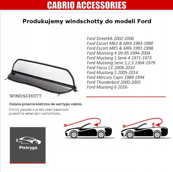 Cabrio Pietryga WTP00071 Вітрозахисний екран Cabrio Pietryga для Ford Mustang 2005-2014