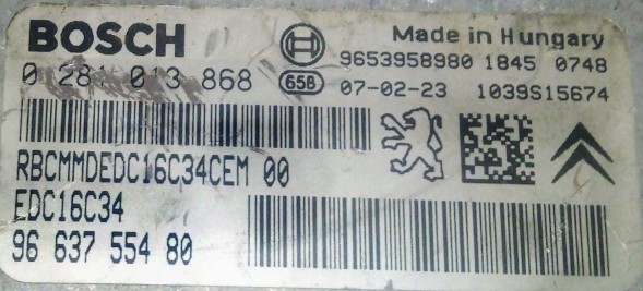 PSA Блок керування двигуном 0281013868 9663755480 BEZ IMMO