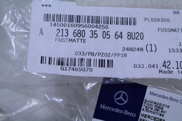 Mercedes-Benz OE КОМПЛЕКТ КОВРИКІВ В КАБІНУ MERCEDES W213 A213680350564