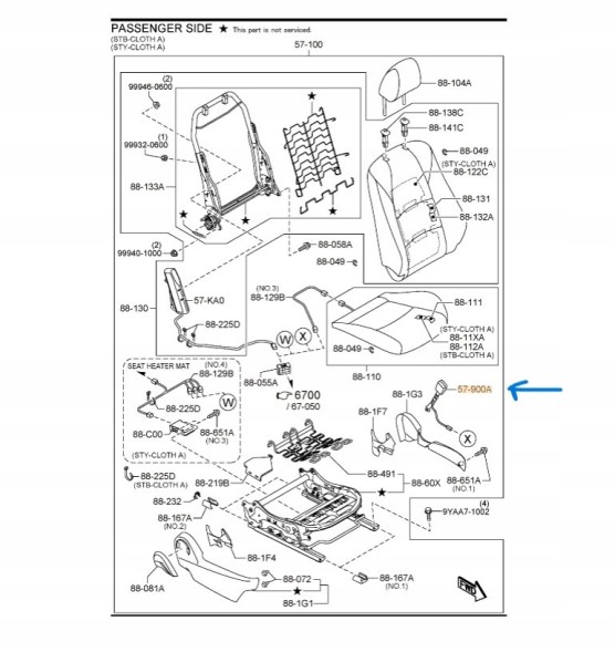 Mazda OE Пряжка ременя безпеки права передня -Mazda 2 DJ DA6A57620