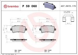 P59060 BREMBO Комплект гальмівних колодок з 4 шт дисків