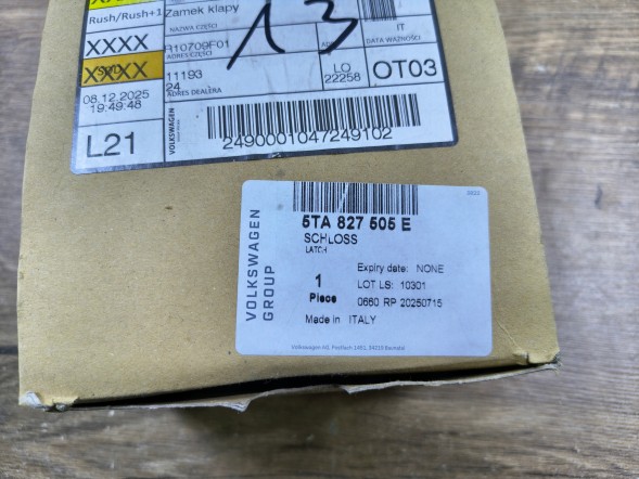 Volkswagen OE 5TA827505E V11 VW SEAT AUDI SKODA ЗАМОК ЗАДНЬОЇ КРИШКИ НОВИЙ 5TA827505E ОРИГІНАЛЬНИЙ