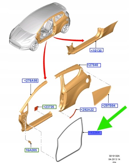 Ford OE 1674273 УЩІЛЬНЮВАЧ ЛІВИХ ДВЕРЕЙ FORD OE FIESTA 2008-2019 2038132 8A61-B20725-AL3YYW
