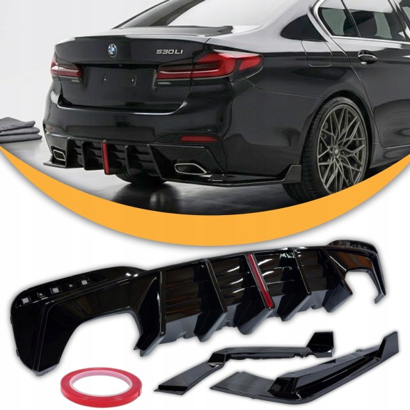 Китай Dyfuzor Dokładka Tylnego Zderzaka BMW G30 G31 Дифузор BMW G30 G31 Накладка Заднього Бампера Чорний Глянець M Pakiet MP