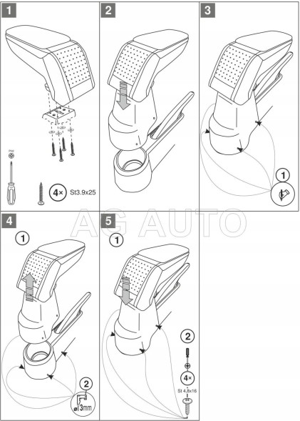 Rati C05499A Підлокітник RATI Стандарт тканина, Seat Mii, Šкод Citigo, VW UP 2011-2019