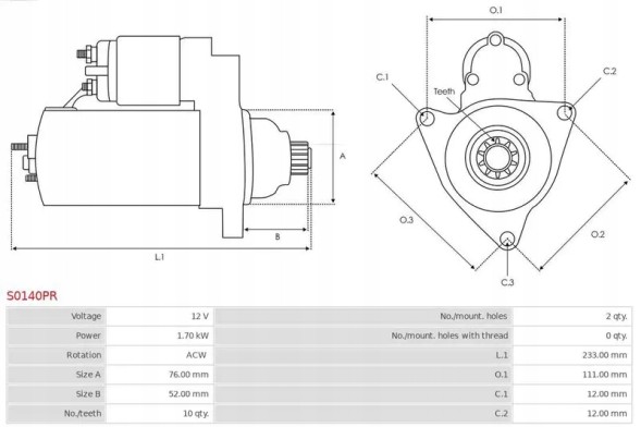 AS-PL S0140PR Стартер s0140pr as-pl seat skoda vw кордоба