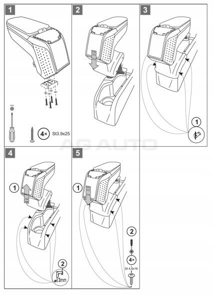 Rati V00375 Підлокітник для Renault Fluence, 2010-2020; Megane, 2008-2016, ARM2 сірий