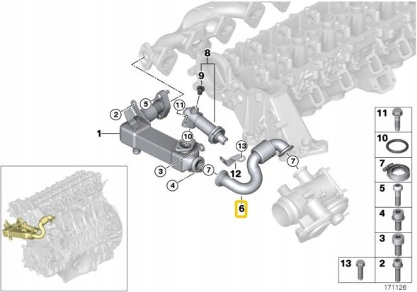 BMW OE 11717811788 BMW E60 M57N2 Шланг охолоджувача вихлопних газів AGR EGR OE