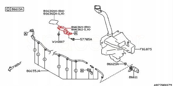 Subaru OE 86636SG371 ОМИВАЧ НАСАДКИ ПРОЖЕКТОРА ЛАМПИ ПЕРЕДНІЙ ЛІВИЙ SUBARU FORESTER 15-18