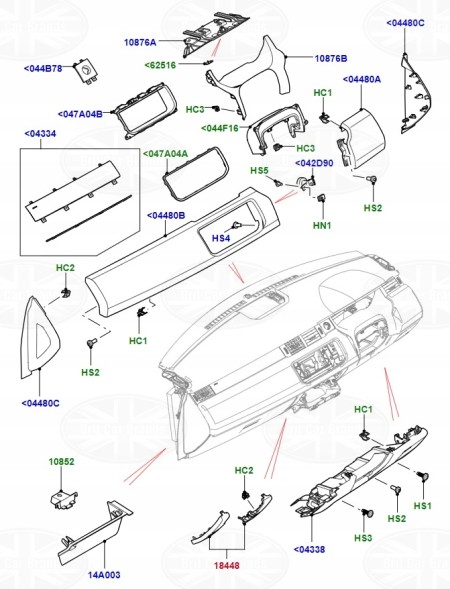 Land Rover OE Обшивка правої панелі приладів Права сторона LR026051 BJ32044B78AD8NUG