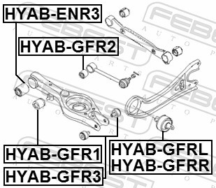HYAB GFR3 FEBEST Сайлентблок заднього важеля
