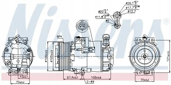 Nissens 89222 Компресор компресора кондиціонера 89222 nissens