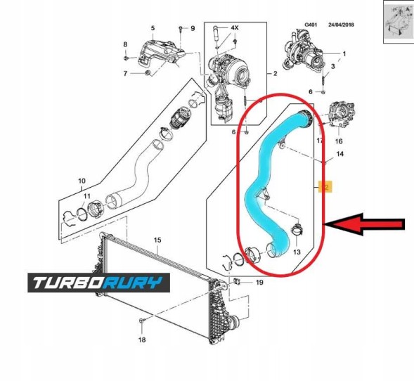 Turborury 2506700034614 Шнур трубка турбо шланг інтеркулера opel insignia b 1.6 cdti 39082935