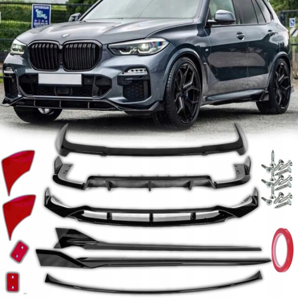 Китай Splitter, Progi, Dyfuzor, Lotka BMW X5 G05 2019-2023 Комплект накладок BMW X5 G05 M-пакет, чорний глянець, спойлер, накладка