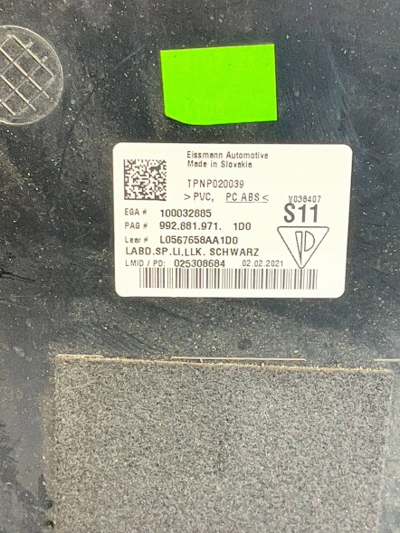 Porsche OE ПЛАСТИК СИДІННЯ PORSCHE 911 992 992881971 @M