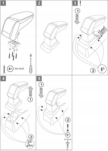 Rati C05371A Підлокітник RATI Стандарт тканина, Peugeot 2008, 2019- ; Пе. 208, 2020- ,