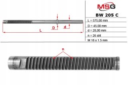 MSG BW205C Зубчаста планка рульової передачі BMW 3 E46 99-05