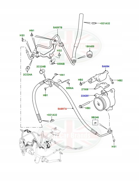 Land Rover OE Трос насоса активної підвіски V8 5.0 Land Rover Range Rover LR056319