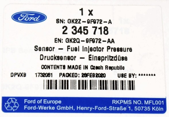 Ford OE A2C90375501 A2C97839400 GK2Q-9F972-AA HG9Q-9F972-AA 2345718 2583196 A2C90375501 A2C97839400 9F972 D1190487MF Датчик тиску палива Ford Transit Custom EcoBlue 2.0 TDCI Mondeo Focus