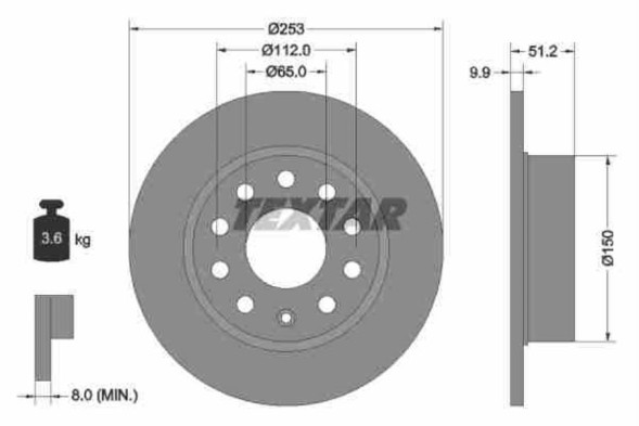 Китай 2355401 + 92120903 SKODA OCTAVIA II (1Z3, 1Z5) Гальмівні колодки задні Textar SKODA OCTAVIA II 2 255 мм