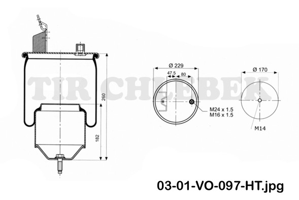 HT 03-01-VO-097-HT ПОДУШКА 6418К/6607 NP01 КОМПЛЕКТНА VOLVO FH ЗАДНЯ HT