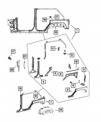 Jeep OE 68230223AA 68230223AB Куточок задньої обшивки Jeep Wrangler JK 13-17 4D