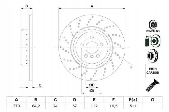 Bosch 0 986 479 G12 Гальмівний диск задній вентильований 0 986 479 г12