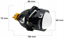 Auto Gamma Soczewki projektory Bi-LED LUNA 2.5" 6000K Лінза проєктора фар Auto Gamma Bi-LED 2.5" 6000K