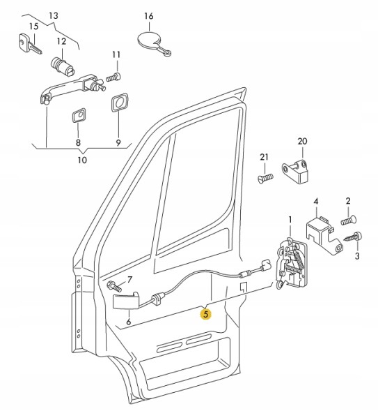 Volkswagen OE Внутрішня ручка троса Volkswagen OE 2D0837086
