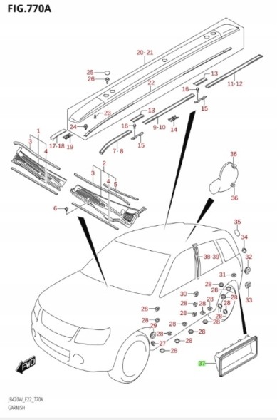 Suzuki OE 77330-65J01 SUZUKI GRAND VITARA 05-14 - РОЗШИРЮВАЛЬНА РЕШІТКА