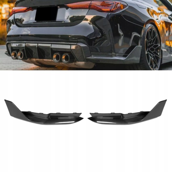 Китай 74743275804 НАКЛАДКИ ЗАДНІ БІЧНІ ДИФУЗОР СПОЙЛЕР MP STYLE BMW G82 G83 CARBON М ПАКЕТ
