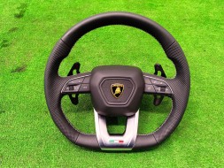 Lamborghini OE URUS KIEROWNICA MIRTEX BIAŁA NIĆ PERFORACJA LAMBORGHINI URUS КЕРМО ЛОПАТКИ БІЛА НИТКА ПЕРФОРАЦІЯ