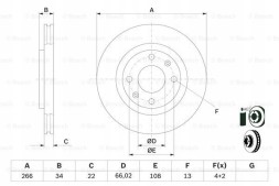 Bosch 0 986 494 623 + 0 986 478 618 PEUGEOT 207 Колодки + диски передні bosch PEUGEOT 207 266 мм