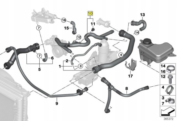 BMW OE 11532247918 Bmw зворотний провід шини охолоджувальної рідини