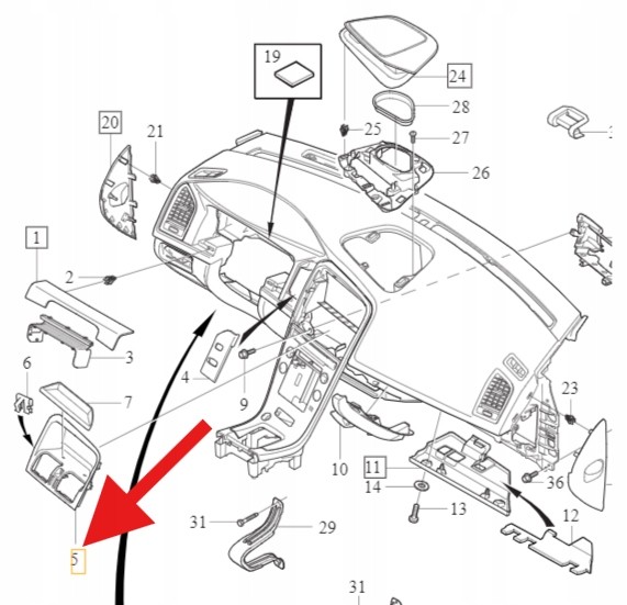 Volvo OE РАМКА КОНСОЛІ НАВІГАЦІЇ 7 ДЮЙМІВ VOLVO XC60 2009- OE 1284824