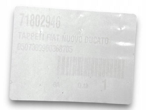 Fiat OE W310 Fiat Ducato КИЛИМКИ ЦІЛІСНІ 2 ШТУКИ FCA OEM 71802946 !J