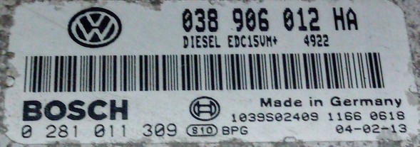Volkswagen OE 038906012HA 0281011309 BEZ IMMO przygotowany w SDK Блок керування 038906012HA 0281011309 БЕЗ IMMO (Іммобілайзера)