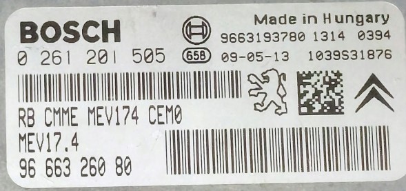 PSA 0261201505 9666326080 BEZ IMMO przygotowany w SDK Блок керування двигуном 0261201505 9666326080 MEV17.4 БЕЗ ІММОБІЛАЙЗЕРА