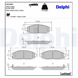 LP1931 DELPHI Комплект гальмівних колодок з 4 шт дисків