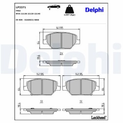 LP3371 DELPHI Комплект гальмівних колодок з 4 шт дисків