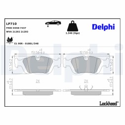 LP710 DELPHI Комплект гальмівних колодок з 4 шт дисків